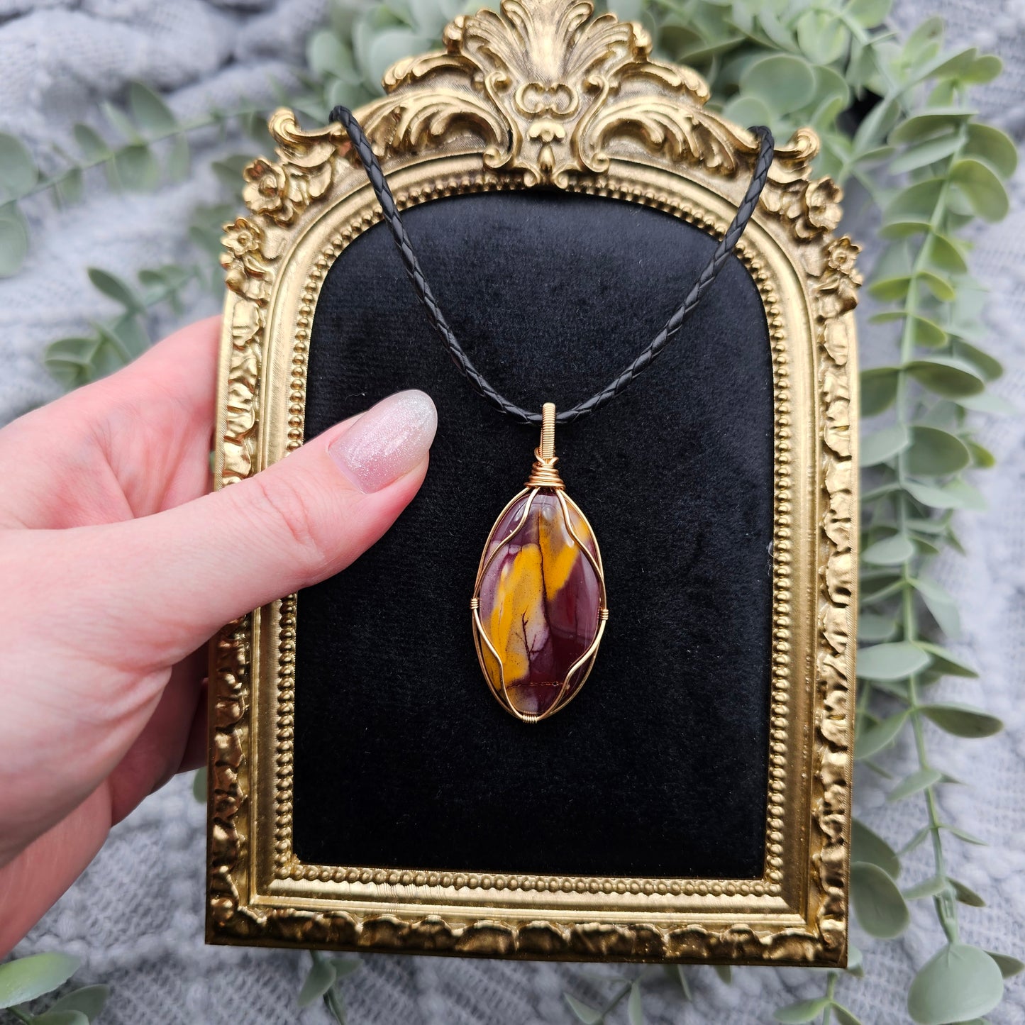 Jaspis Anhänger | Schmuckdraht | Edelstein Halskette