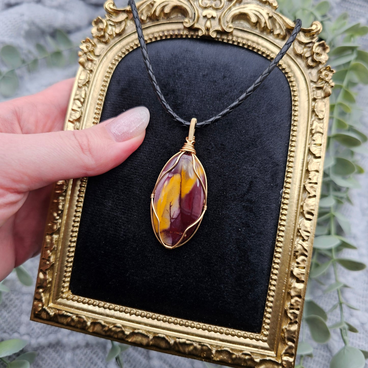 Jaspis Anhänger | Schmuckdraht | Edelstein Halskette