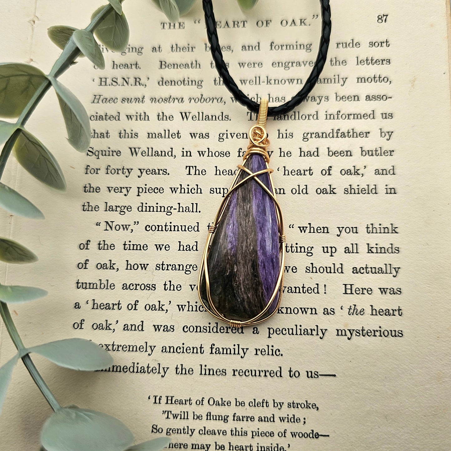 Charoit Anhänger | Schmuckdraht | Edelstein Halskette