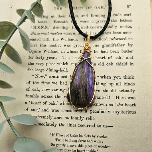 Charoit Anhänger | Schmuckdraht | Edelstein Halskette