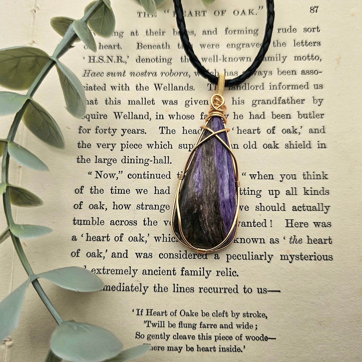 Charoit Anhänger | Schmuckdraht | Edelstein Halskette