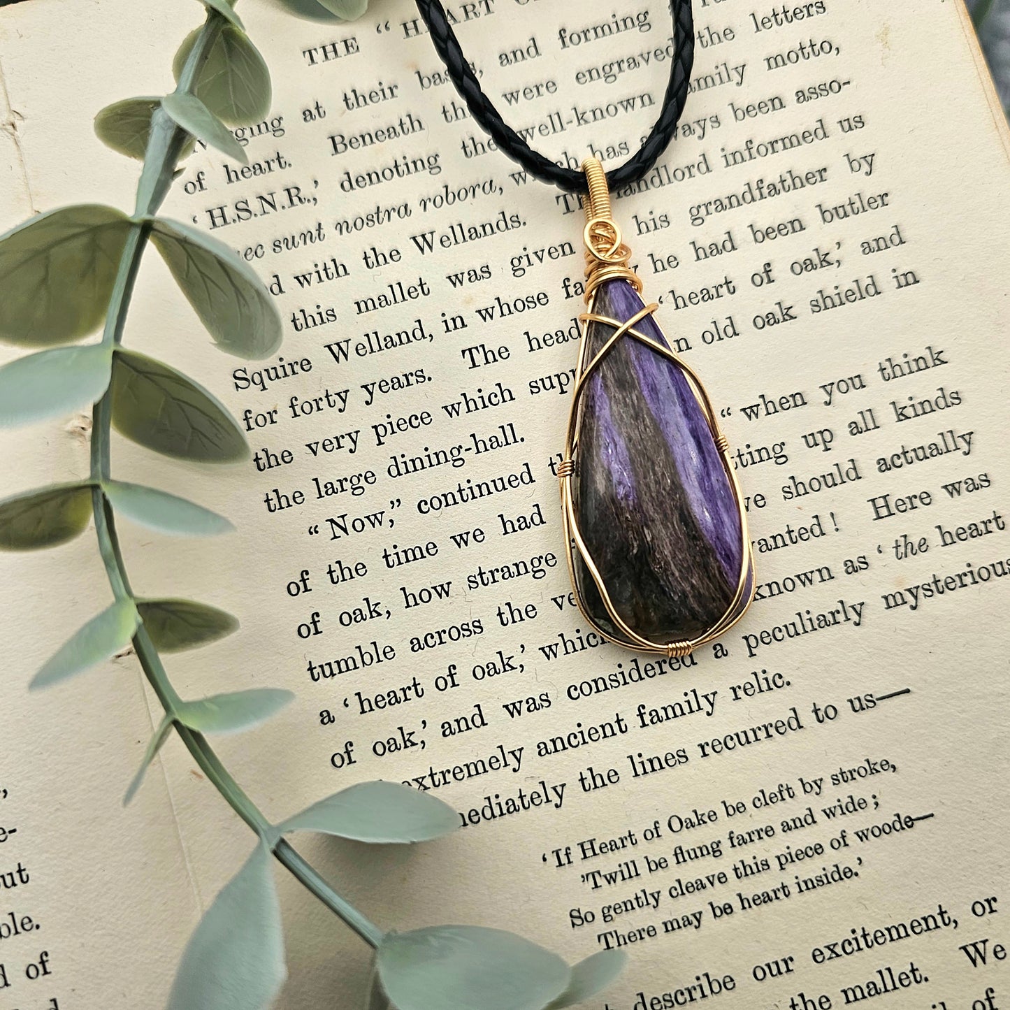 Charoit Anhänger | Schmuckdraht | Edelstein Halskette