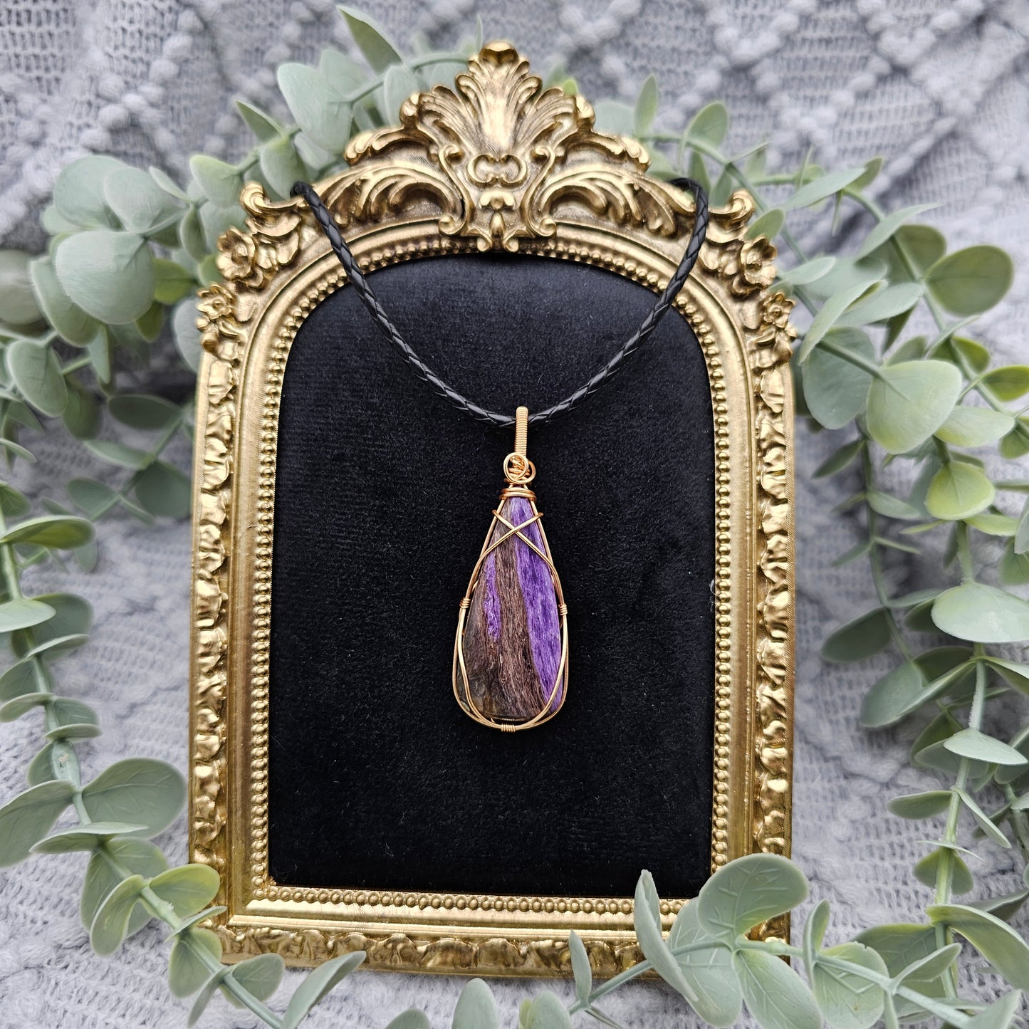 Charoit Anhänger | Schmuckdraht | Edelstein Halskette