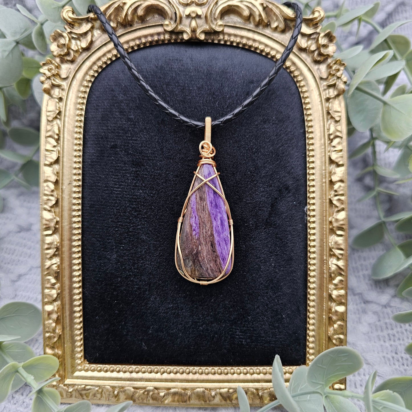 Charoit Anhänger | Schmuckdraht | Edelstein Halskette