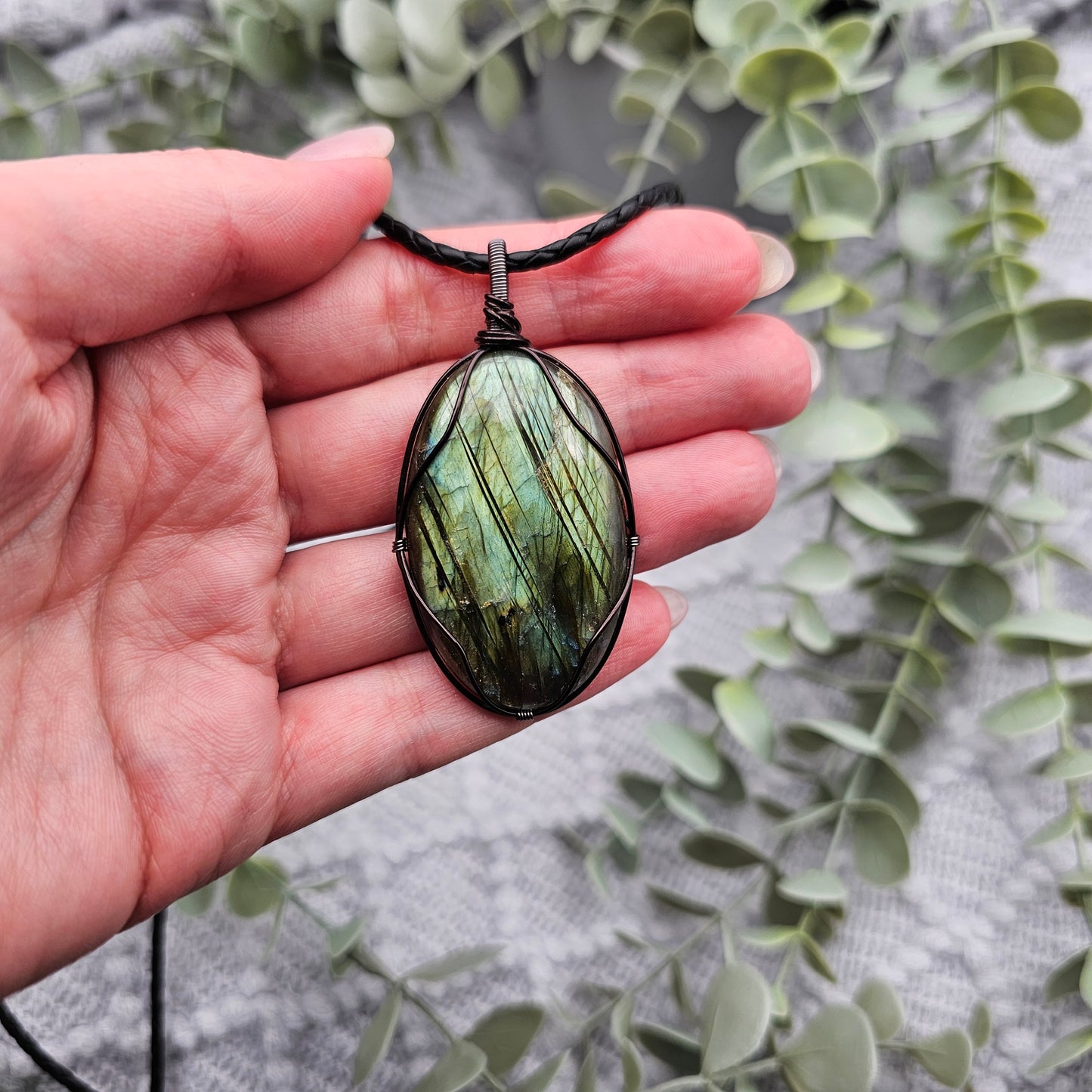 Labradorit Anhänger | Schmuckdraht | Edelstein Halskette