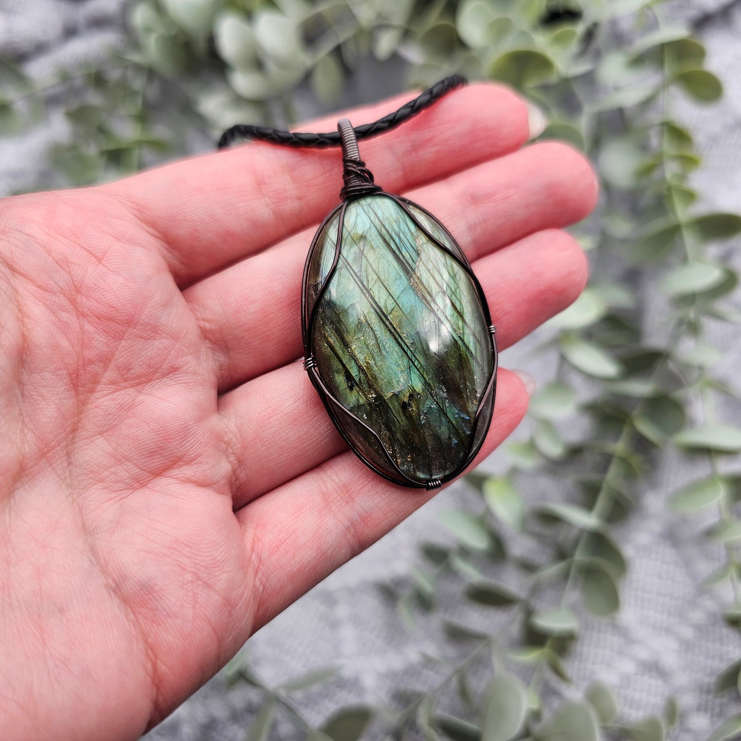 Labradorit Anhänger | Schmuckdraht | Edelstein Halskette