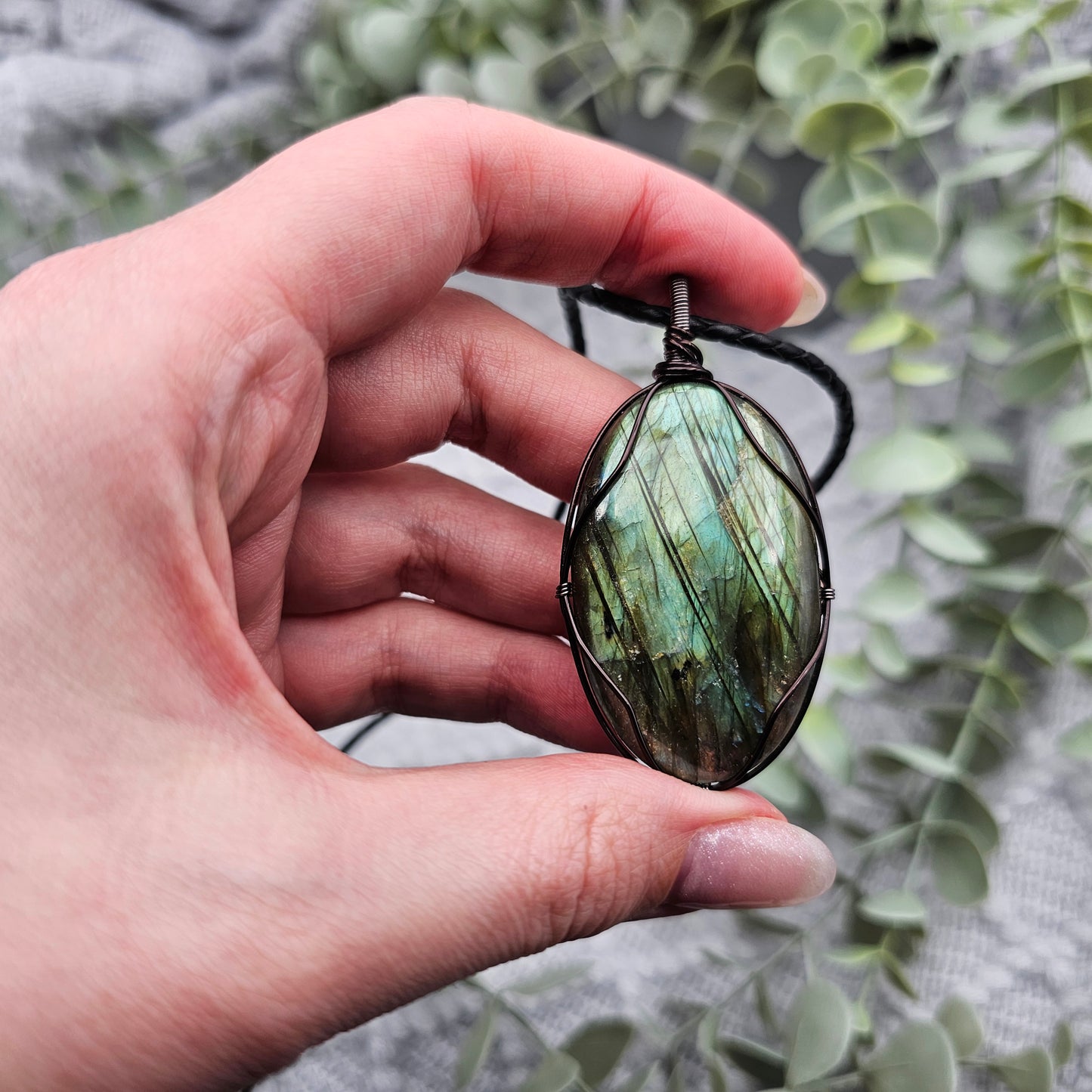 Labradorit Anhänger | Schmuckdraht | Edelstein Halskette