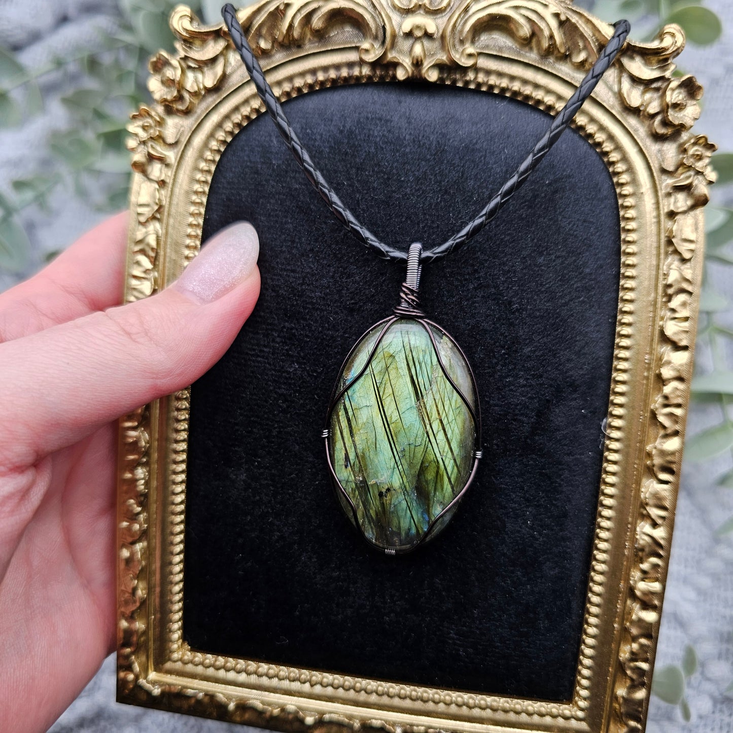 Labradorit Anhänger | Schmuckdraht | Edelstein Halskette