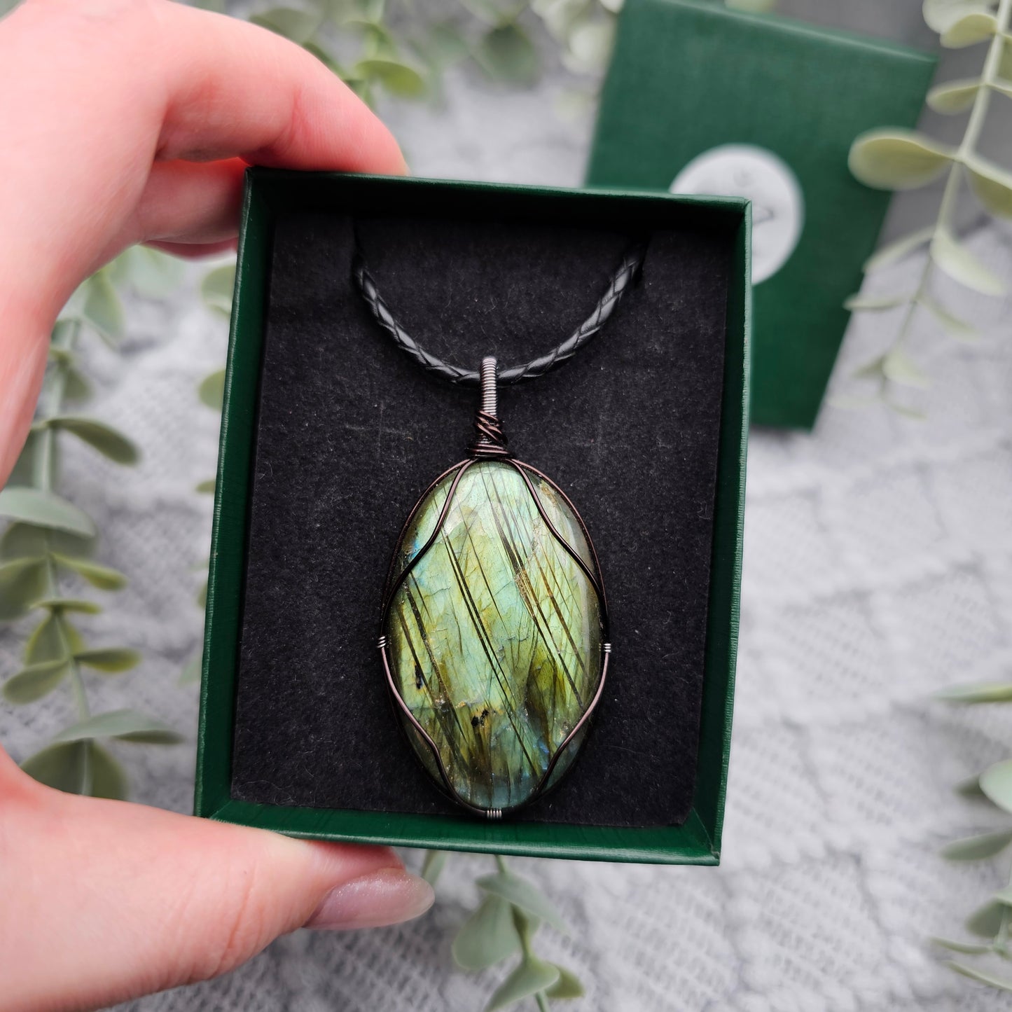 Labradorit Anhänger | Schmuckdraht | Edelstein Halskette