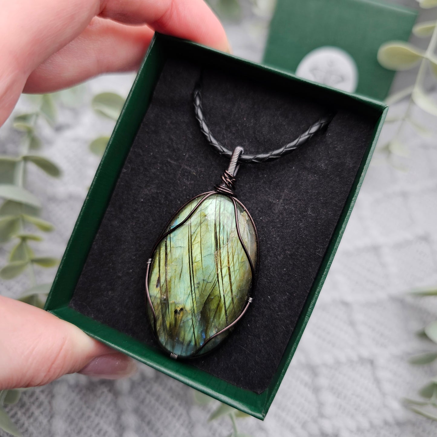 Labradorit Anhänger | Schmuckdraht | Edelstein Halskette