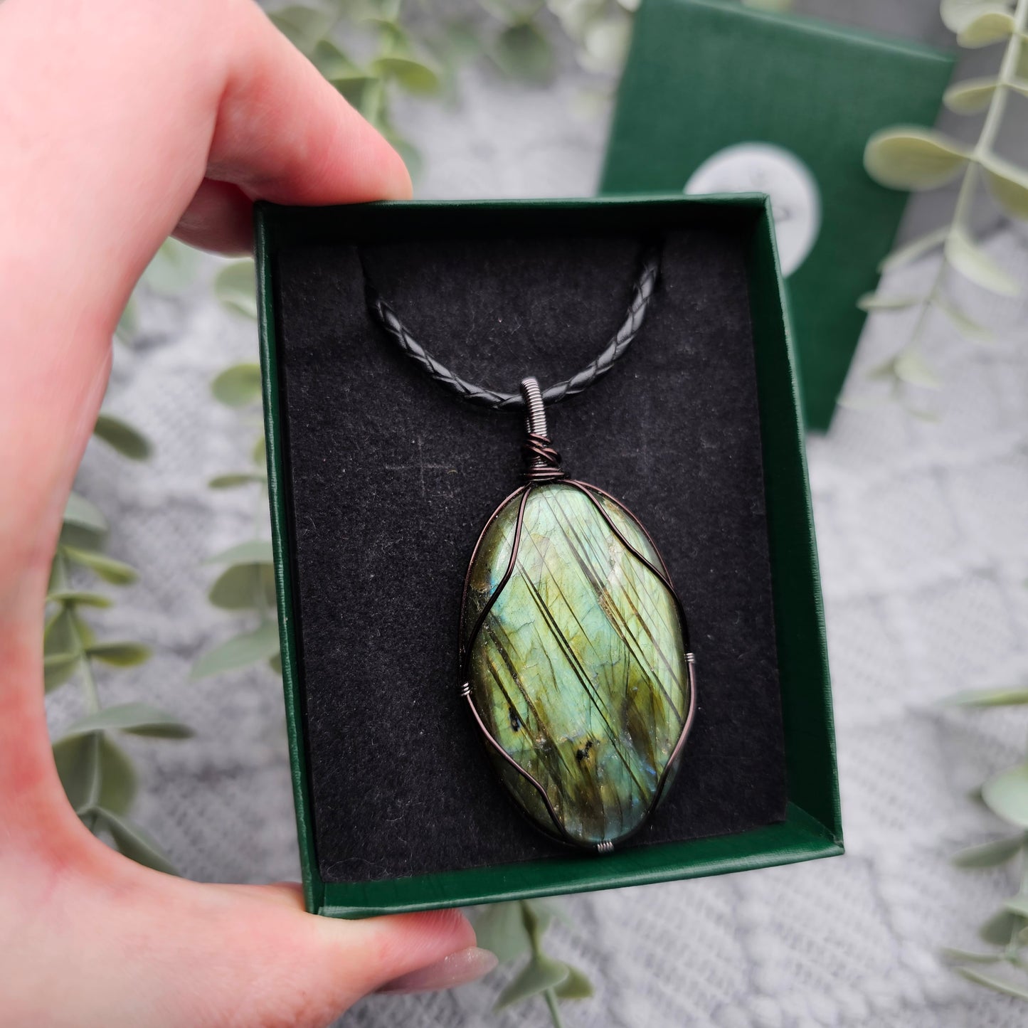 Labradorit Anhänger | Schmuckdraht | Edelstein Halskette