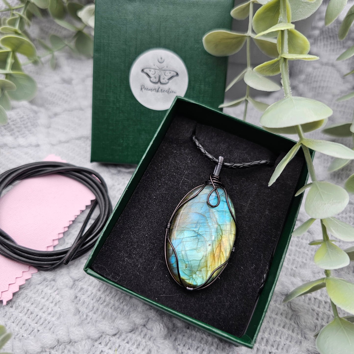 Labradorit Anhänger | Schmuckdraht | Edelstein Halskette