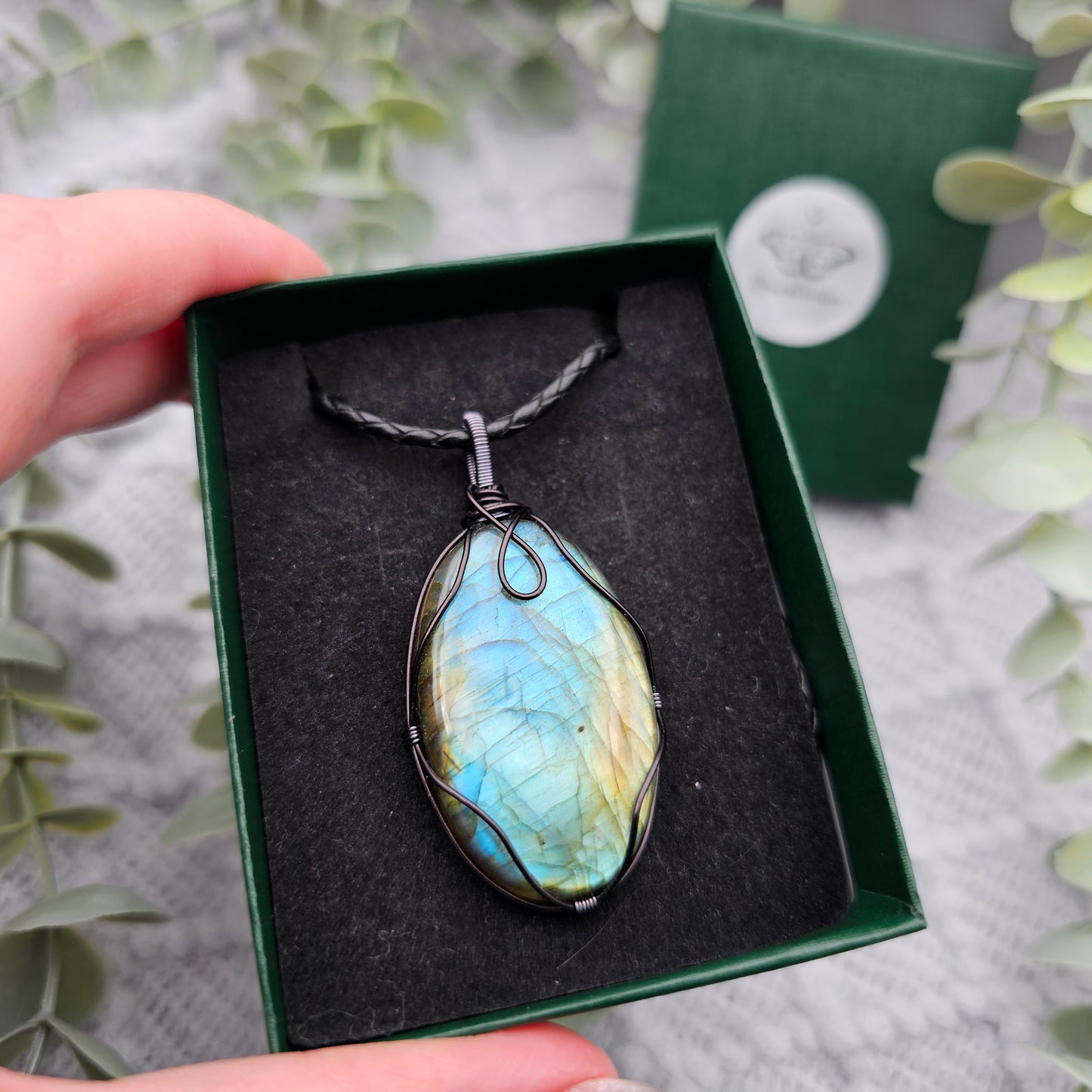 Labradorit Anhänger | Schmuckdraht | Edelstein Halskette