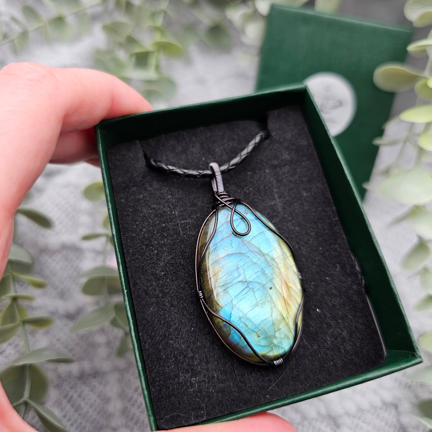 Labradorit Anhänger | Schmuckdraht | Edelstein Halskette