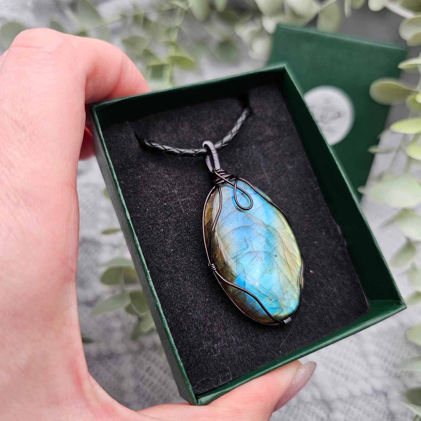 Labradorit Anhänger | Schmuckdraht | Edelstein Halskette