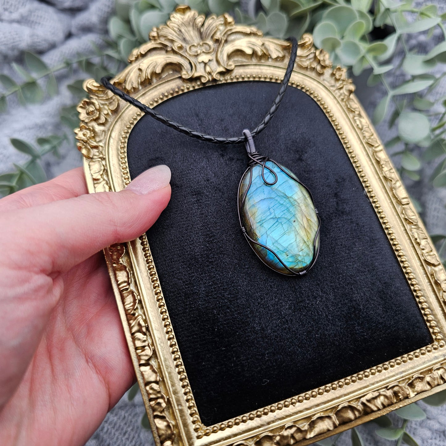 Labradorit Anhänger | Schmuckdraht | Edelstein Halskette