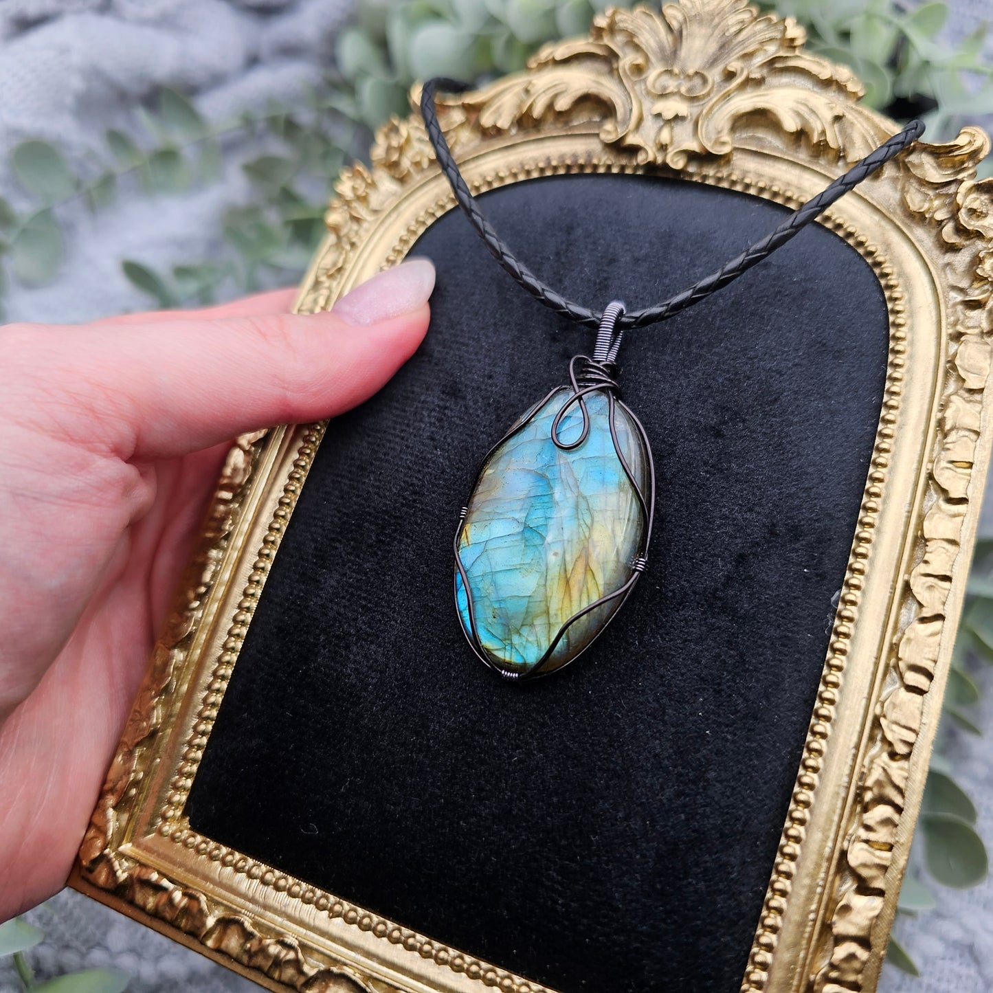 Labradorit Anhänger | Schmuckdraht | Edelstein Halskette