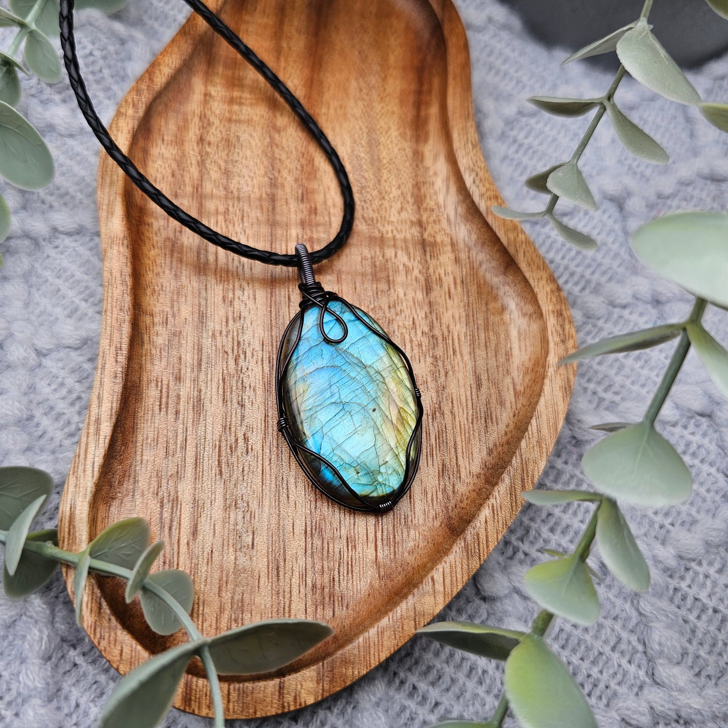 Labradorit Anhänger | Schmuckdraht | Edelstein Halskette