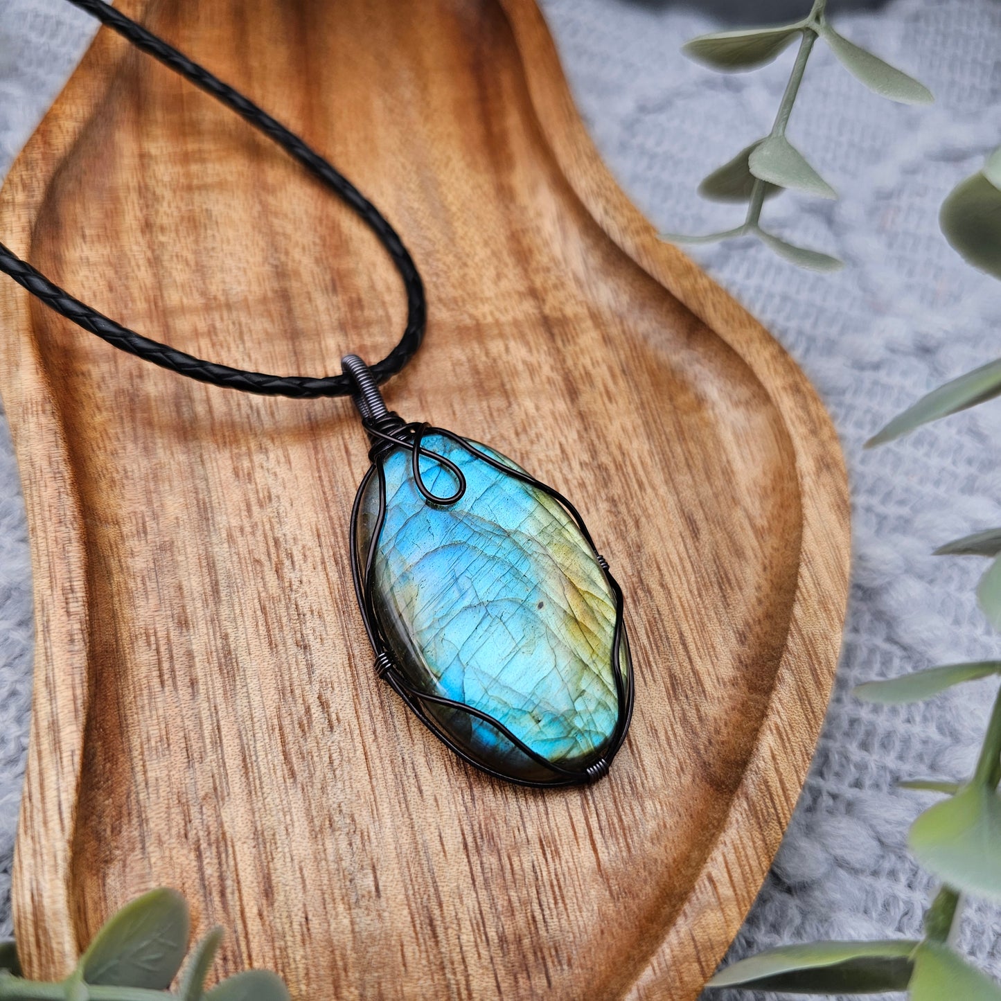 Labradorit Anhänger | Schmuckdraht | Edelstein Halskette