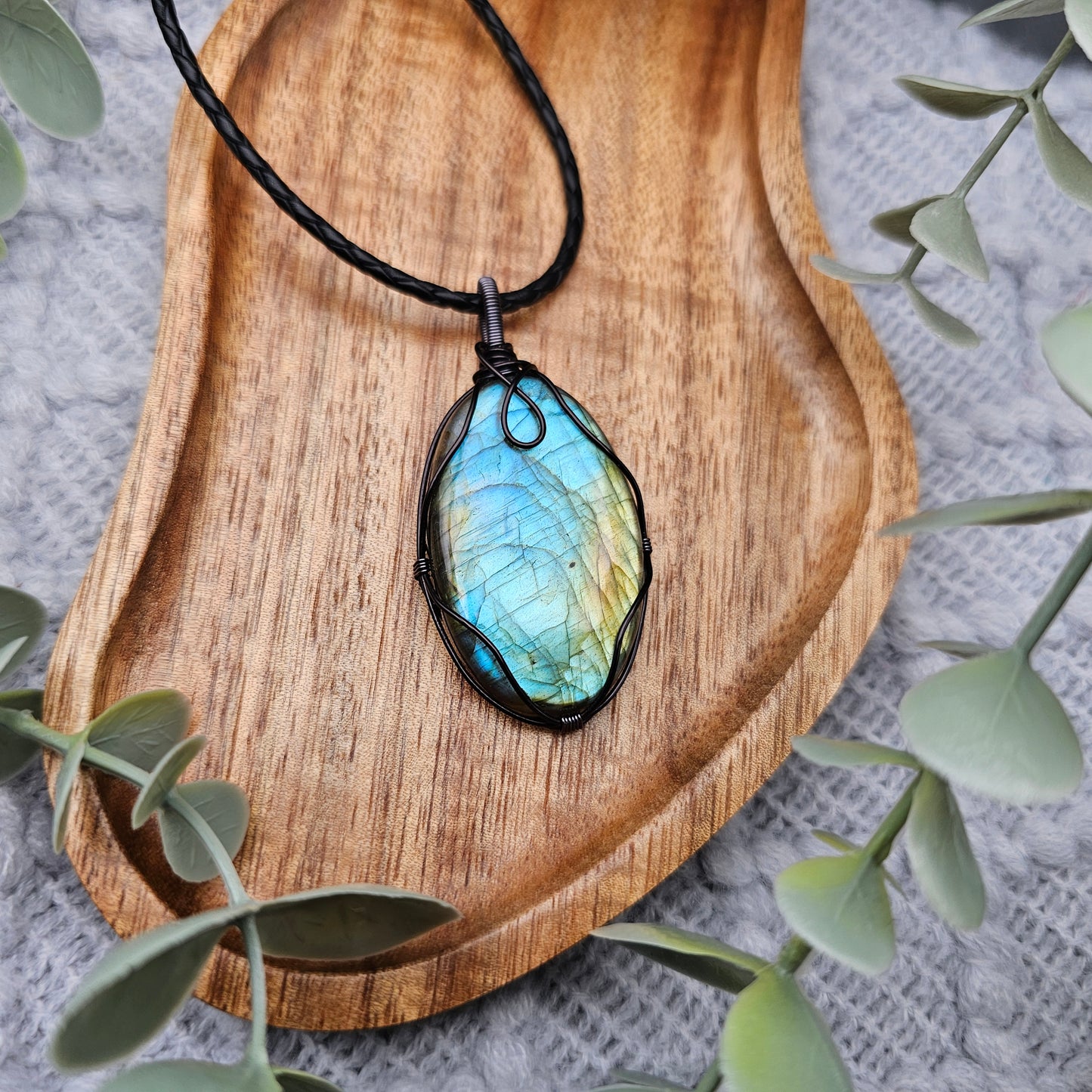 Labradorit Anhänger | Schmuckdraht | Edelstein Halskette