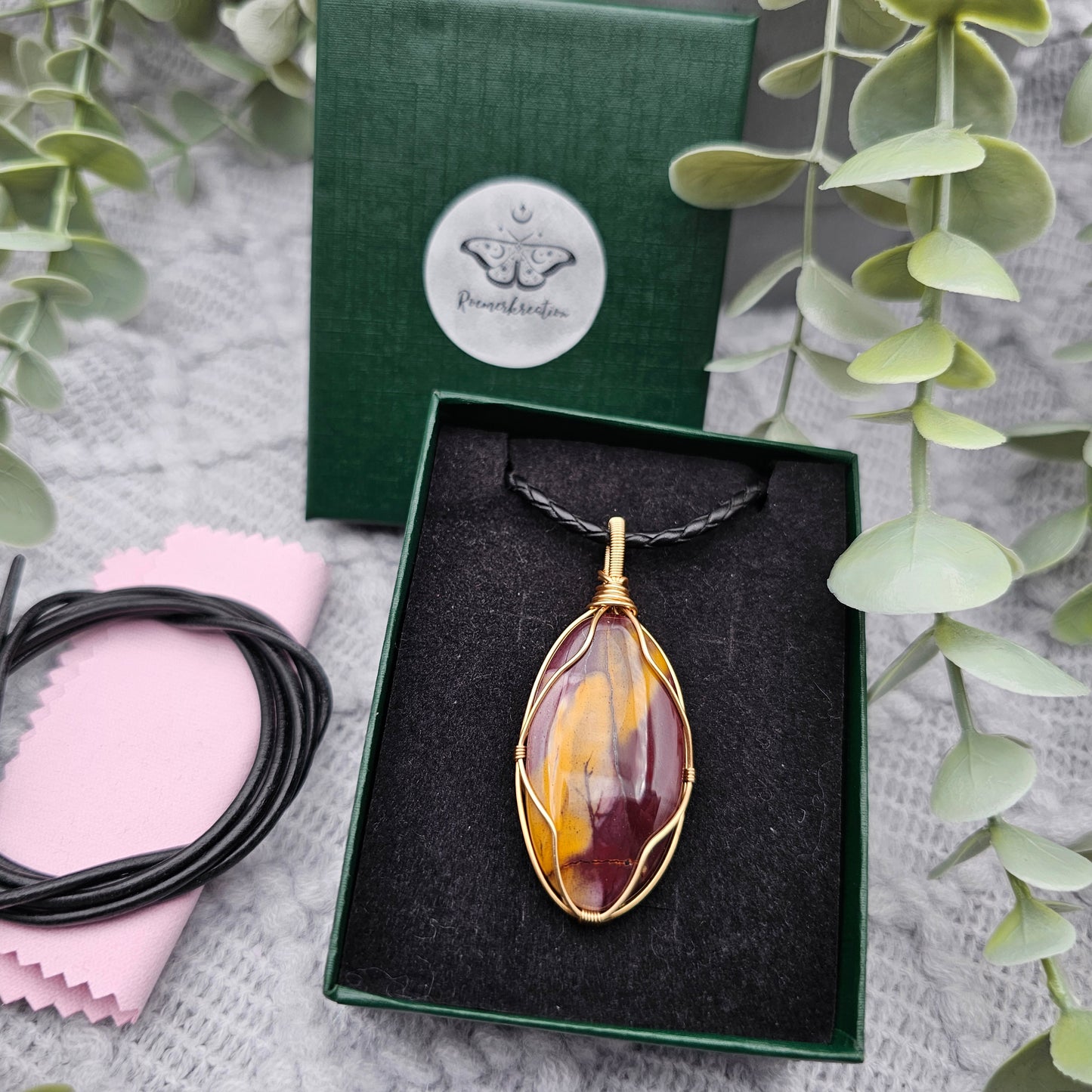 Jaspis Anhänger | Schmuckdraht | Edelstein Halskette