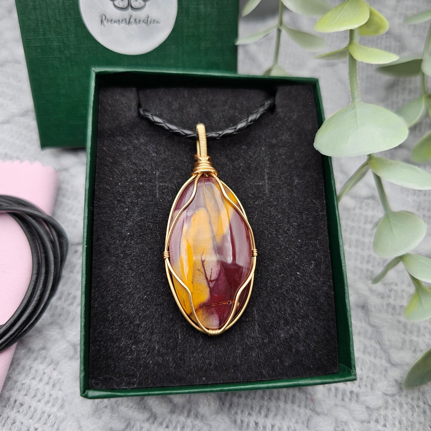 Jaspis Anhänger | Schmuckdraht | Edelstein Halskette