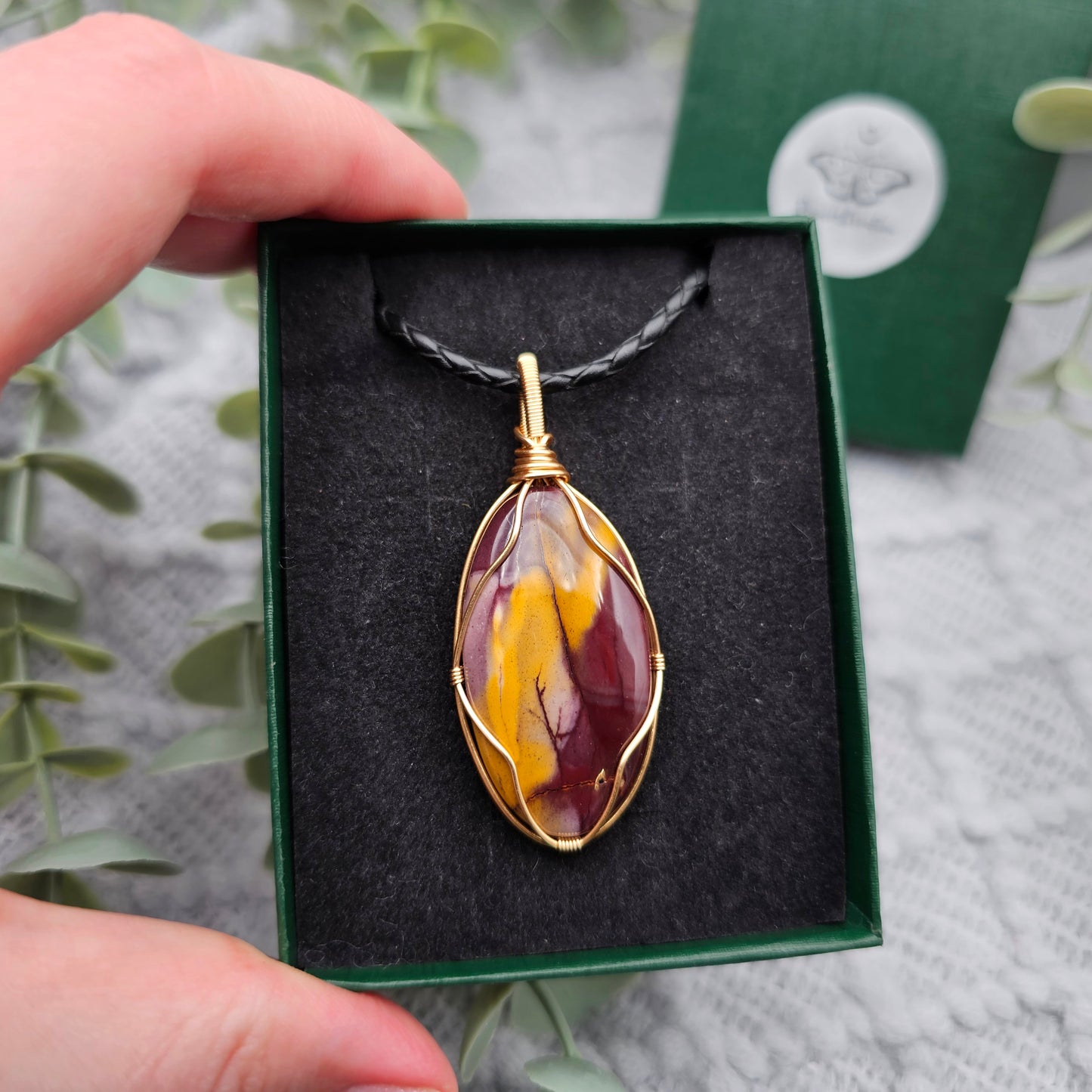 Jaspis Anhänger | Schmuckdraht | Edelstein Halskette