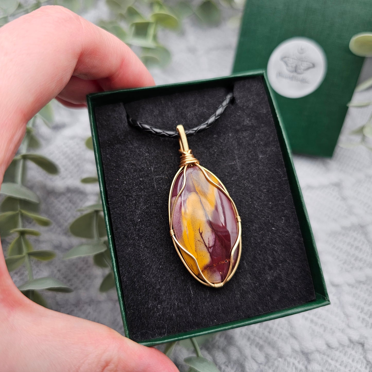 Jaspis Anhänger | Schmuckdraht | Edelstein Halskette