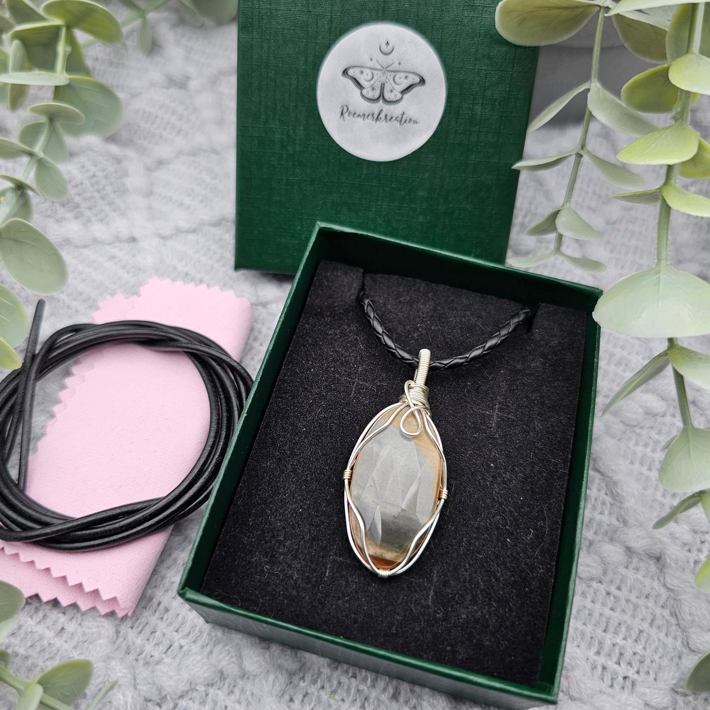 Jaspis Anhänger | Schmuckdraht | Edelstein Halskette