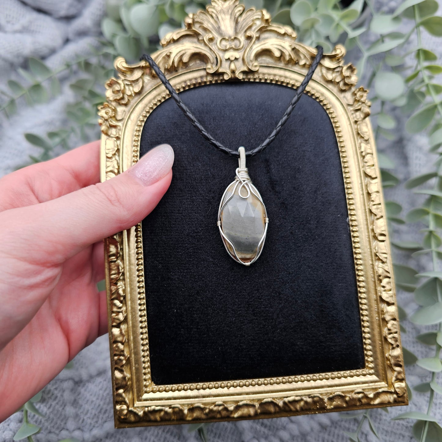 Jaspis Anhänger | Schmuckdraht | Edelstein Halskette