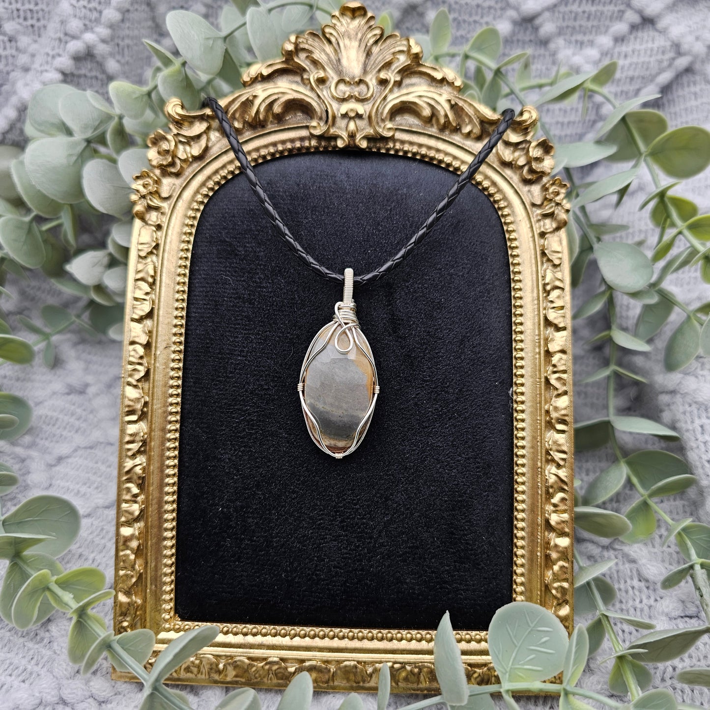 Jaspis Anhänger | Schmuckdraht | Edelstein Halskette