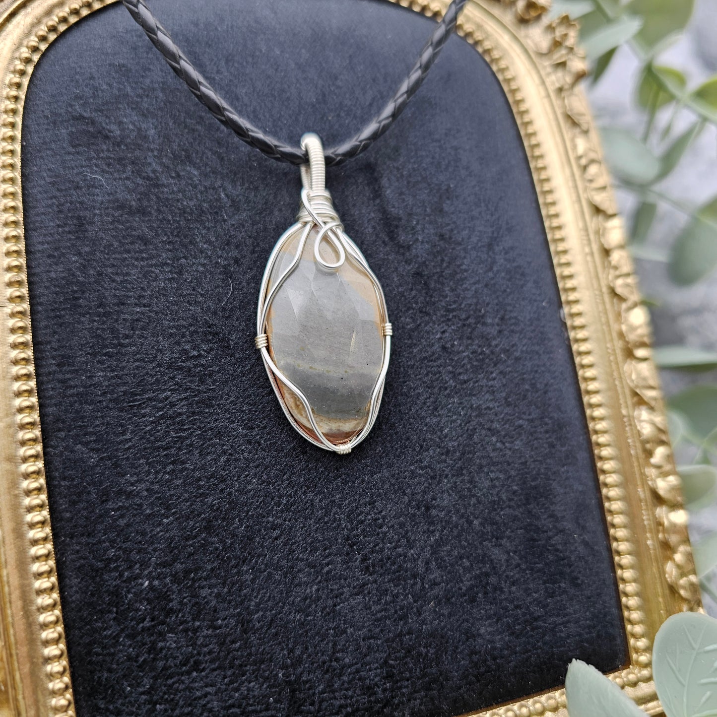 Jaspis Anhänger | Schmuckdraht | Edelstein Halskette