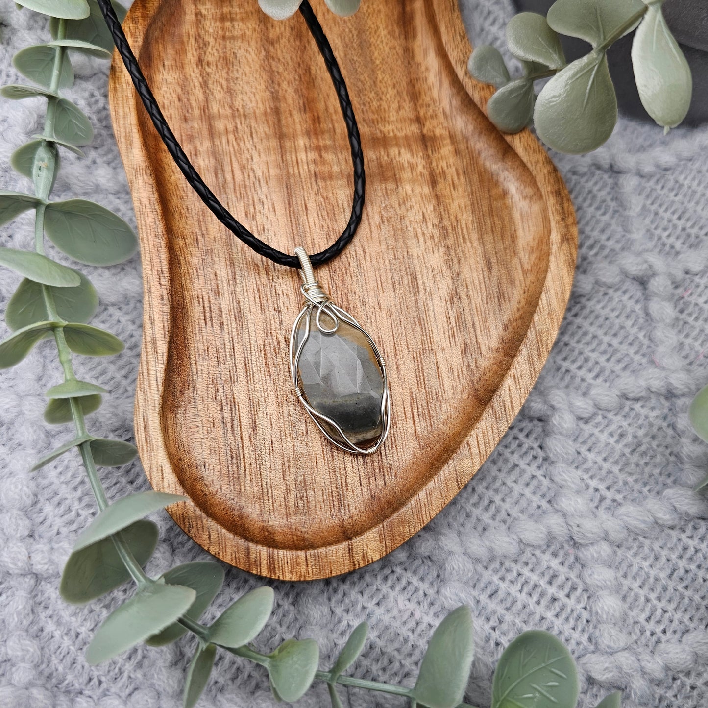 Jaspis Anhänger | Schmuckdraht | Edelstein Halskette