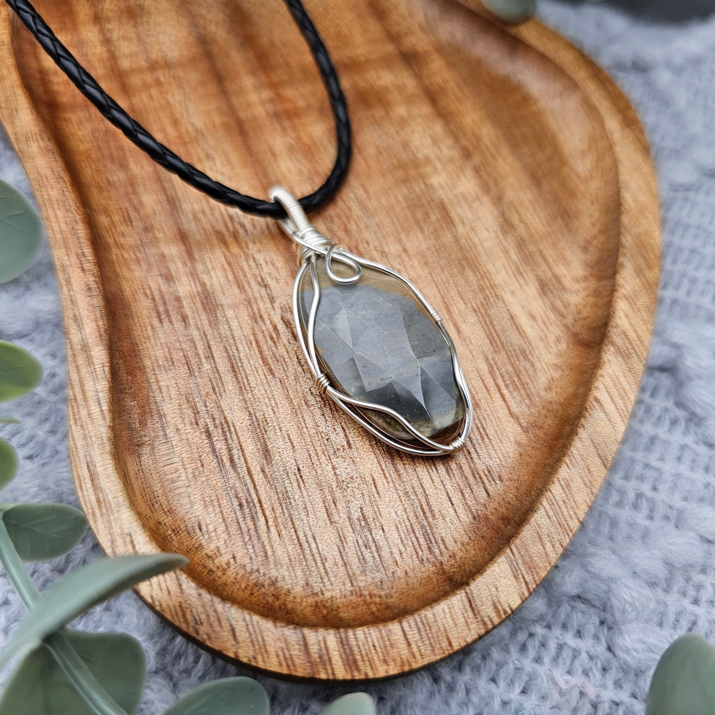 Jaspis Anhänger | Schmuckdraht | Edelstein Halskette