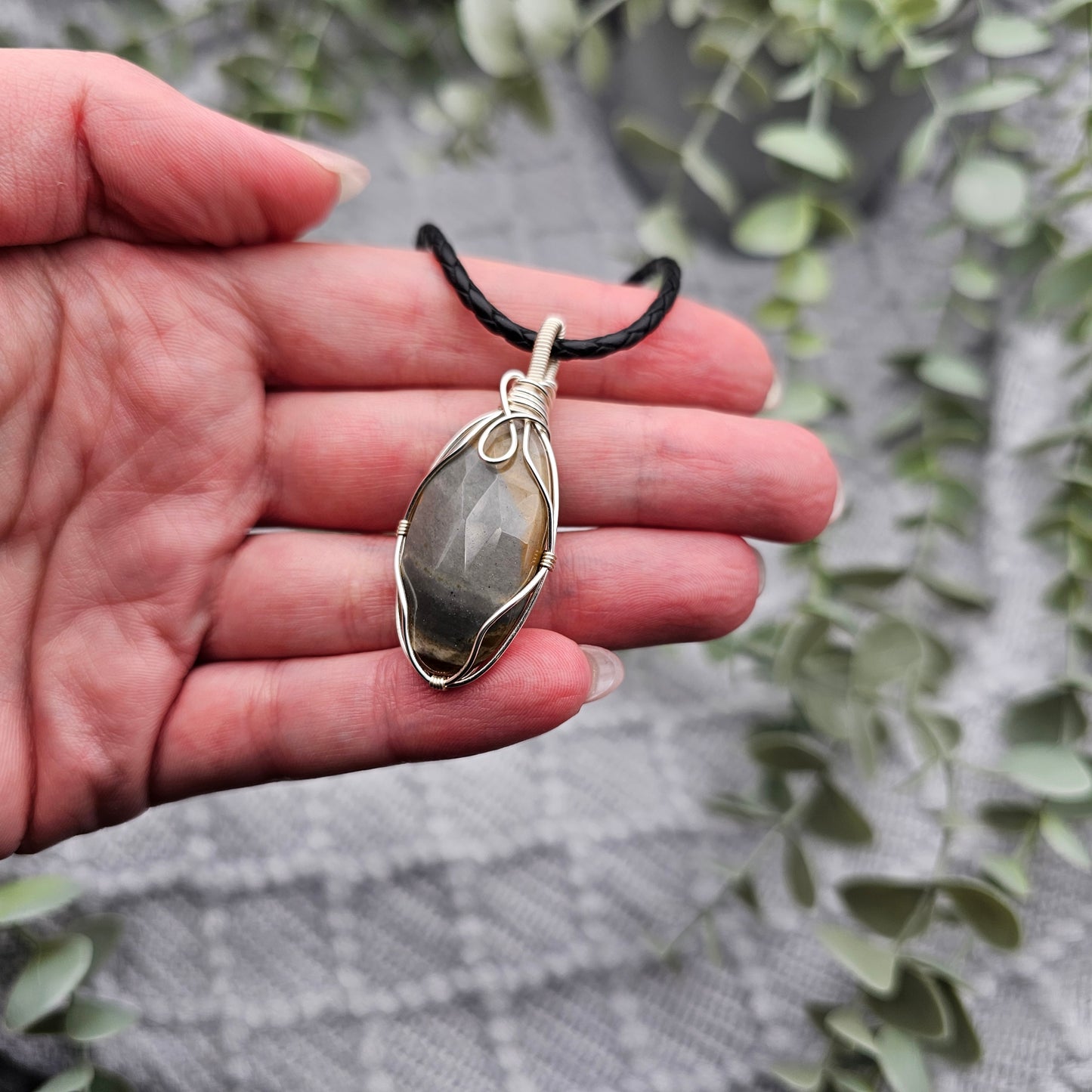 Jaspis Anhänger | Schmuckdraht | Edelstein Halskette