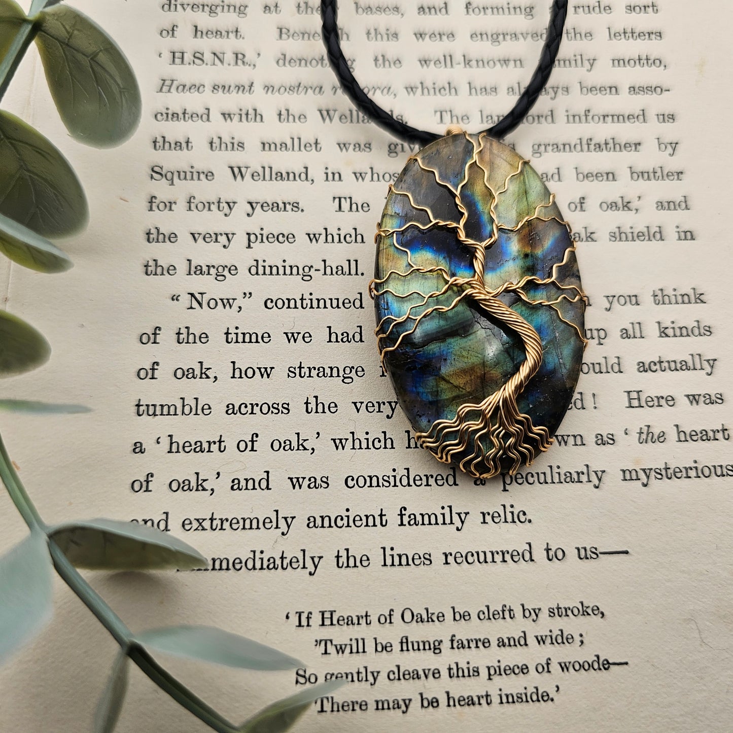 Labradorit Lebensbaum Anhänger | Schmuckdraht | Edelstein Halskette