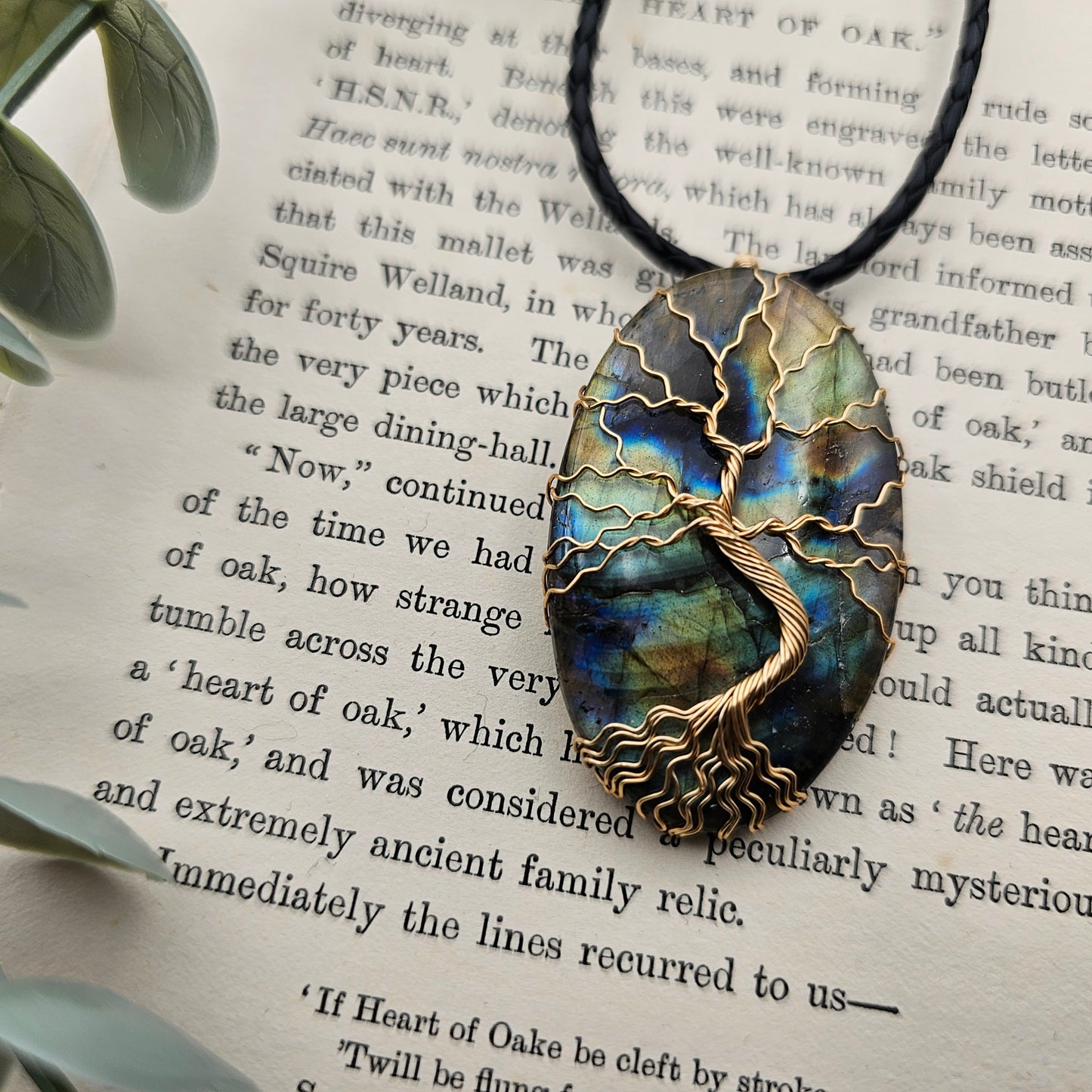 Labradorit Lebensbaum Anhänger | Schmuckdraht | Edelstein Halskette