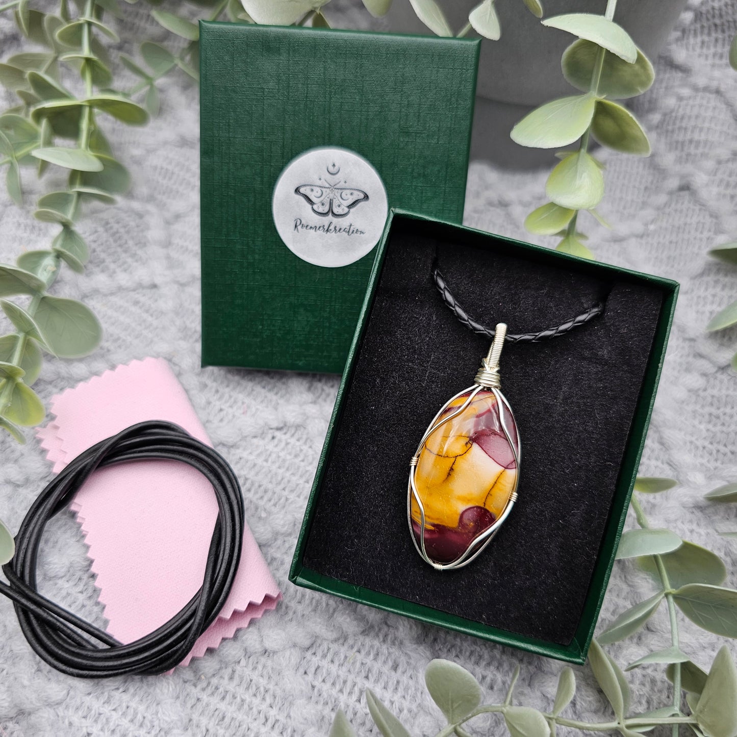 Jaspis Anhänger | Schmuckdraht | Edelstein Halskette