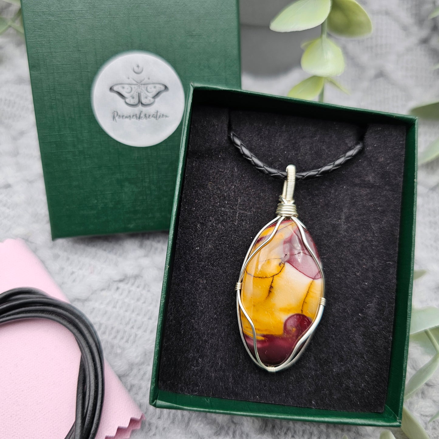 Jaspis Anhänger | Schmuckdraht | Edelstein Halskette