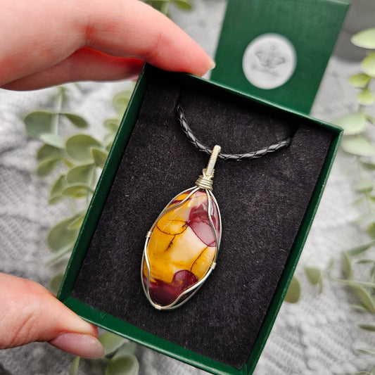 Jaspis Anhänger | Schmuckdraht | Edelstein Halskette