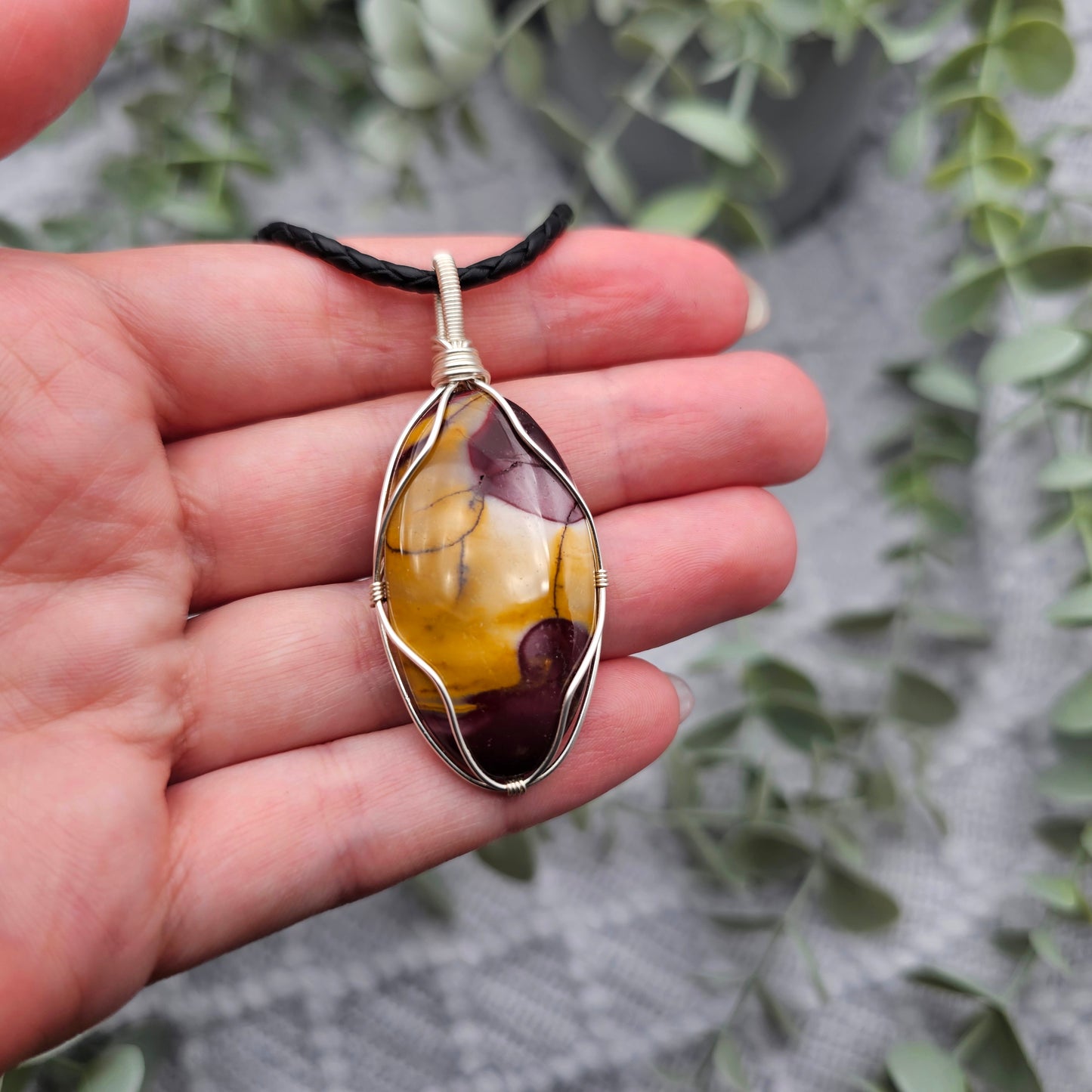 Jaspis Anhänger | Schmuckdraht | Edelstein Halskette