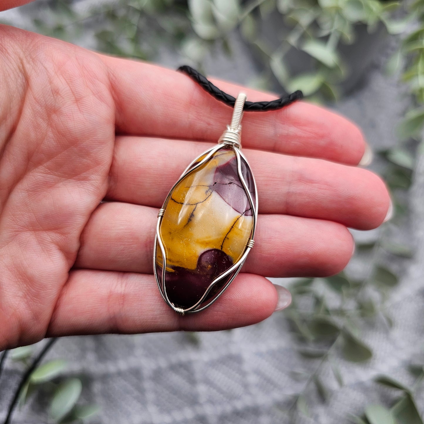 Jaspis Anhänger | Schmuckdraht | Edelstein Halskette