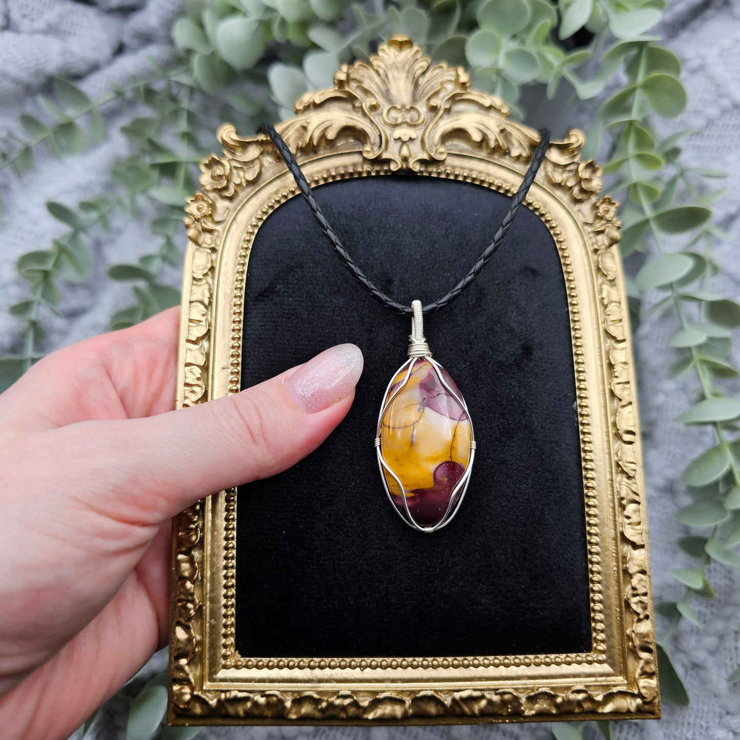 Jaspis Anhänger | Schmuckdraht | Edelstein Halskette