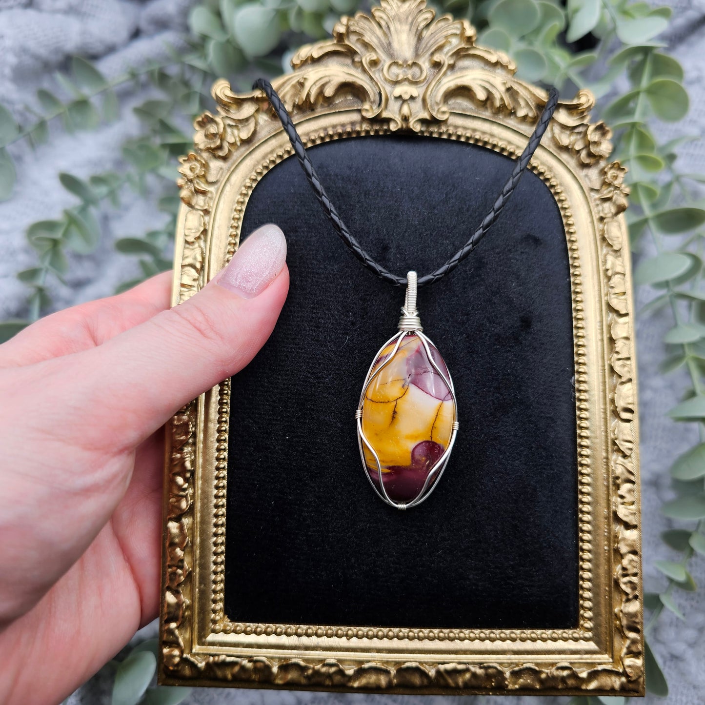 Jaspis Anhänger | Schmuckdraht | Edelstein Halskette