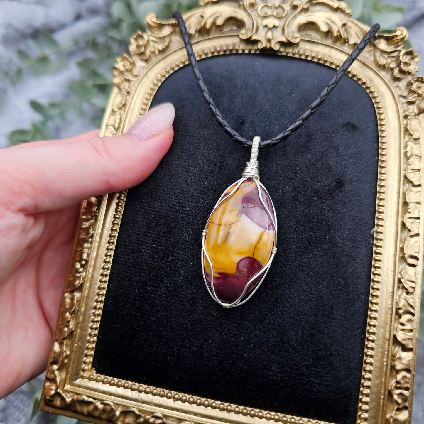 Jaspis Anhänger | Schmuckdraht | Edelstein Halskette