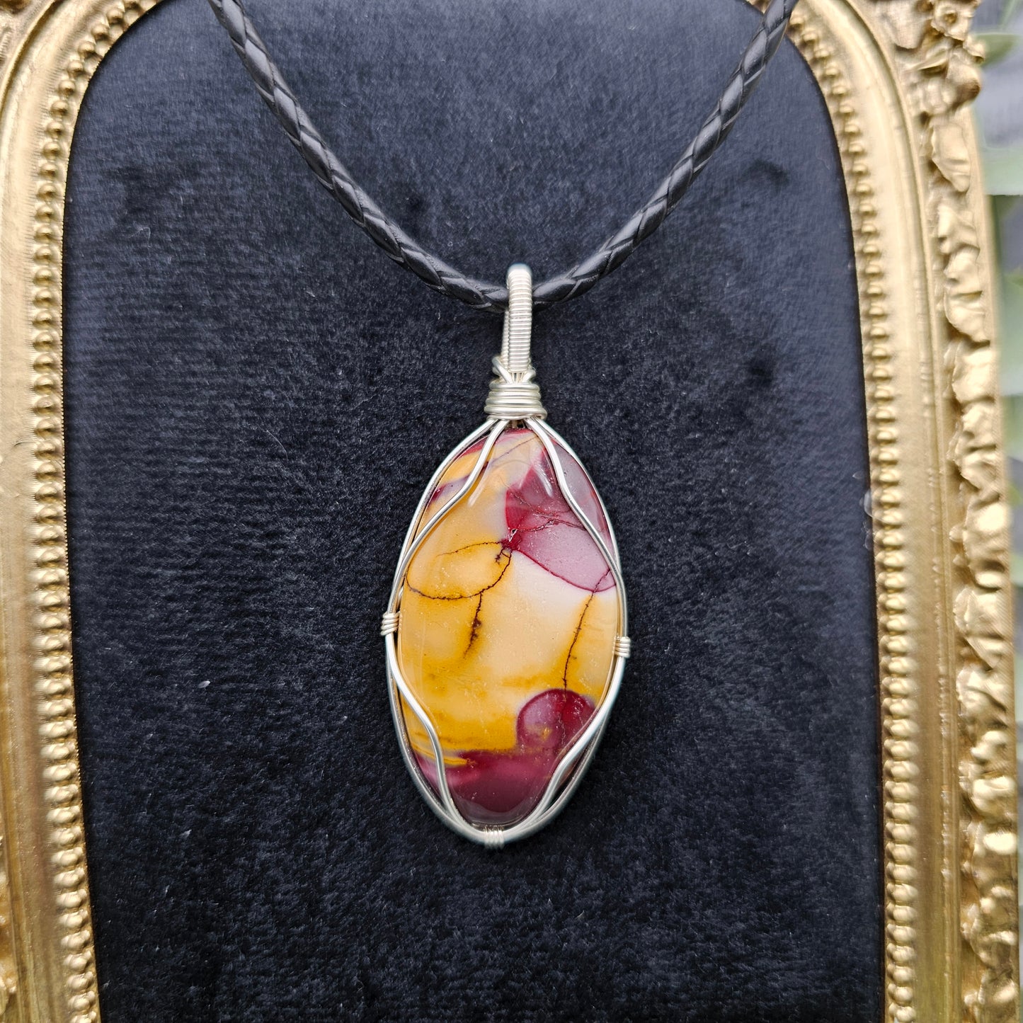 Jaspis Anhänger | Schmuckdraht | Edelstein Halskette