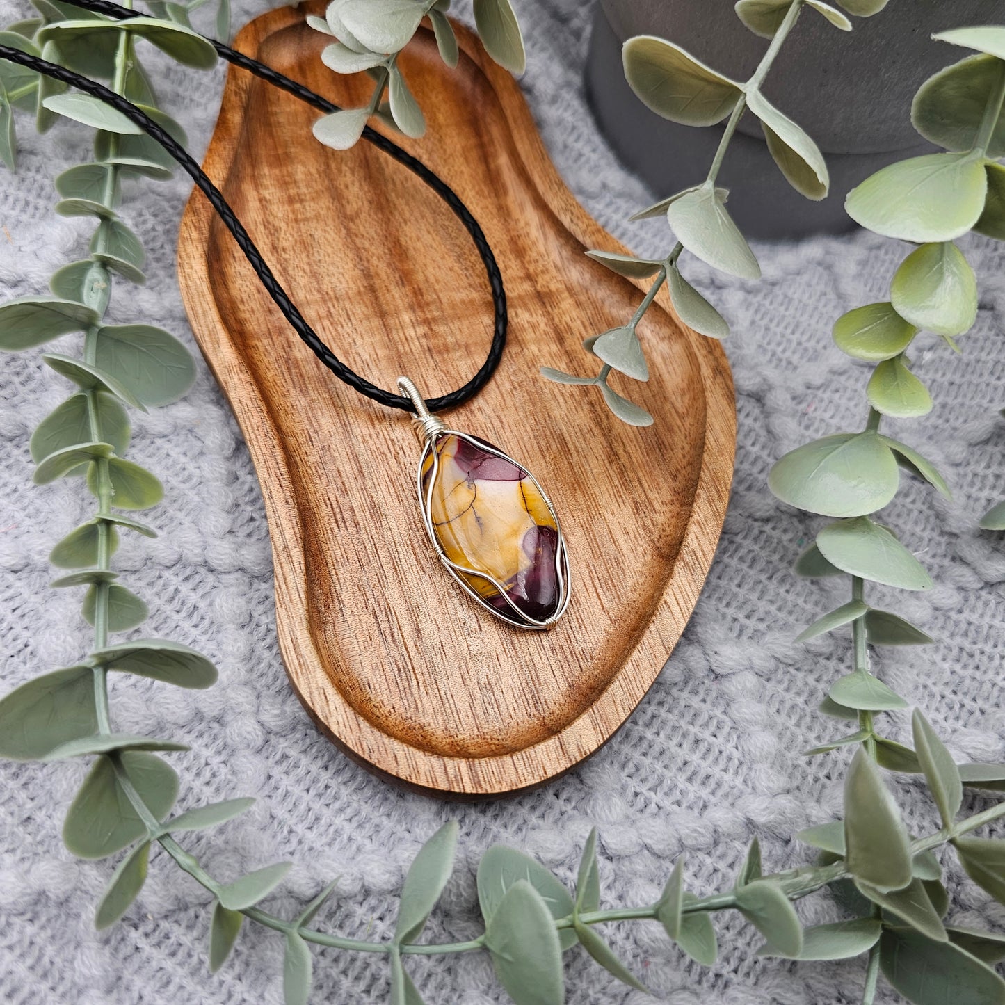 Jaspis Anhänger | Schmuckdraht | Edelstein Halskette