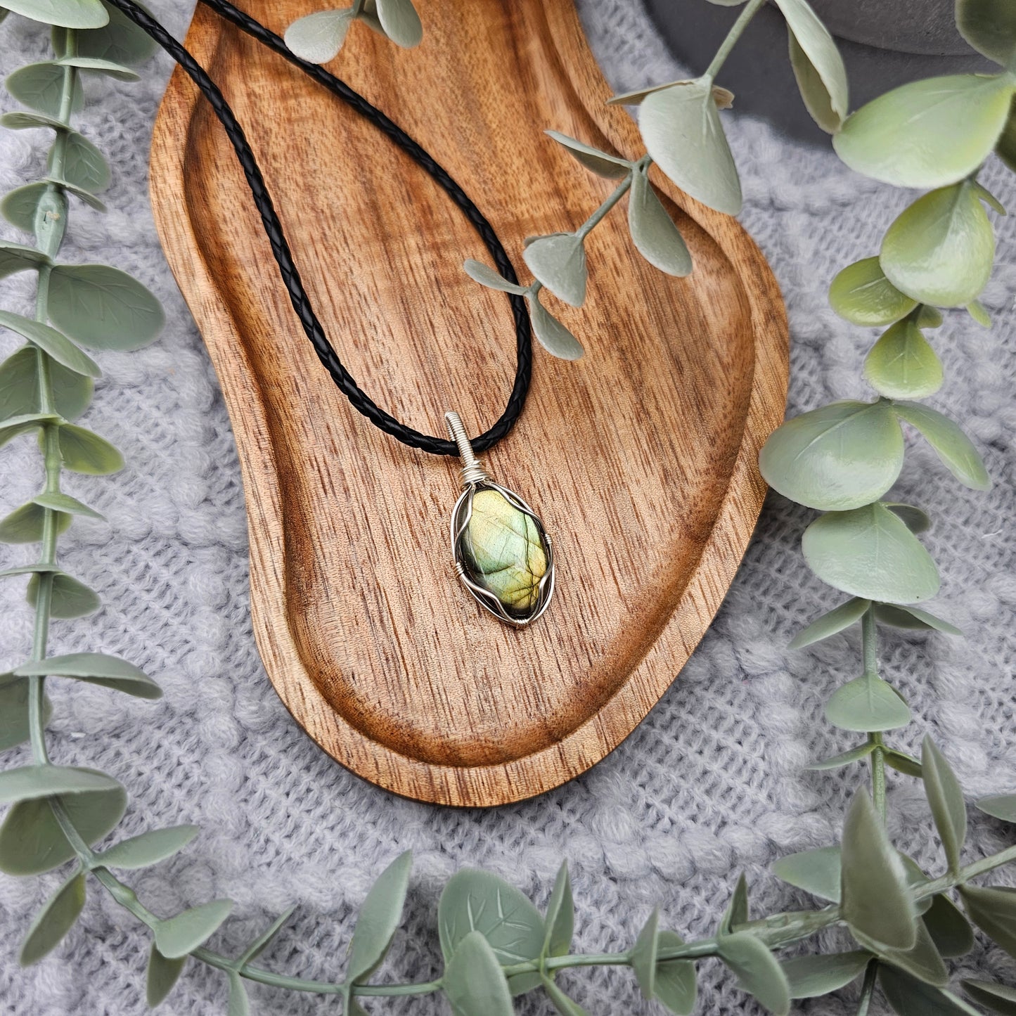 Labradorit Anhänger | Schmuckdraht | Edelstein Halskette