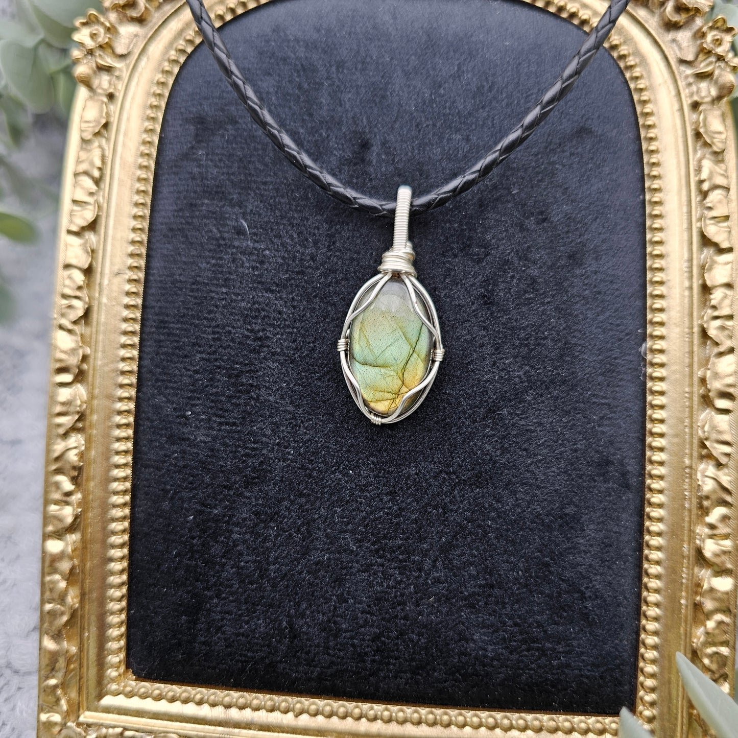 Labradorit Anhänger | Schmuckdraht | Edelstein Halskette