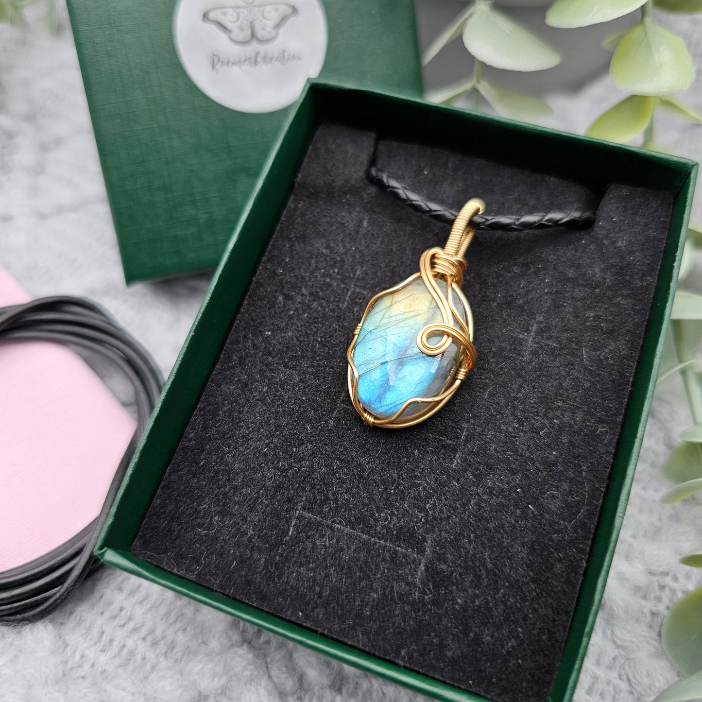 Labradorit Anhänger | Schmuckdraht | Edelstein Halskette